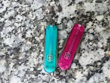 Buy used Victorinox Classic SD Transparent Swiss Army Knife Set, Pink & Turquoise, 58mm online on Resellpur