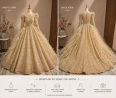Buy used Engagement Gown | Beautiful | Women's Dress | Gold | S/M | Exquisite Handwork online on Resellpur