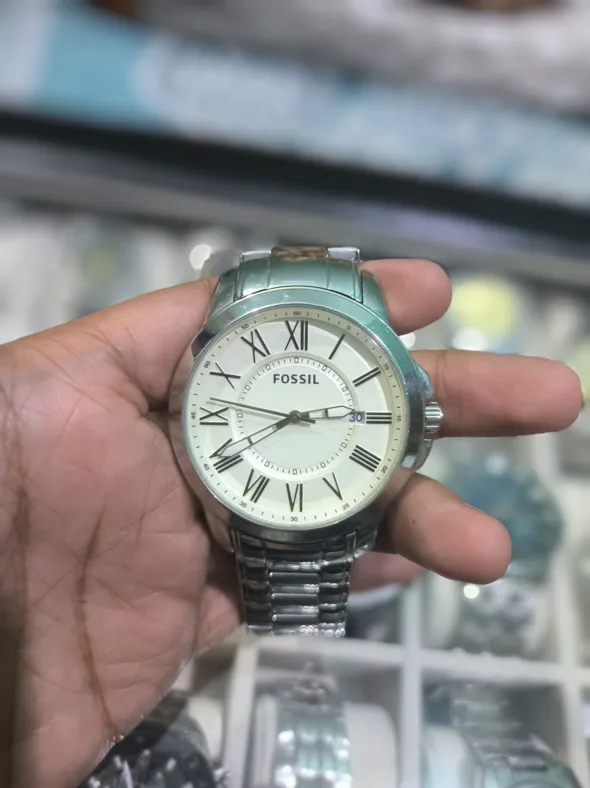 Buy used Fossil Grant Analog Watch FS4734 Pre-owned Stainless Steel 45mm online on Resellpur