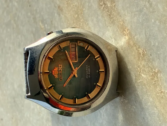 Buy used Orient Vintage Automatic Watch 21 Jewels Green Gold Dial Beads Of Rice online on Resellpur