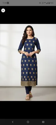 Buy used Kurti 4XL Navy Blue Handmade Floral Design online on Resellpur