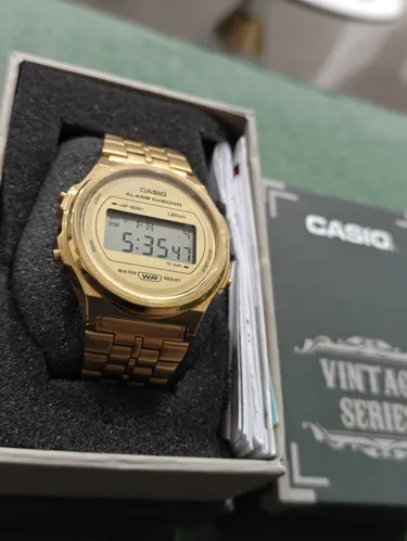 Buy used Casio Unused A171 WEG-9AEF Digital Watch Gold Chain online on Resellpur