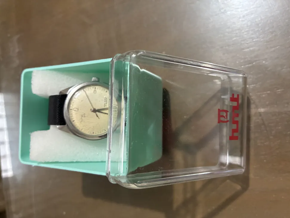 Buy used HMT Janata Vintage Mechanical Watch Art Deco Black NATO Strap online on Resellpur