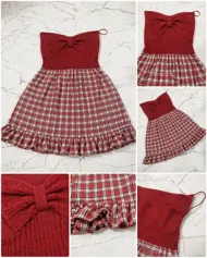 Buy used Mini Dress Like New Female Red Checked M Small Bow Detail online on Resellpur