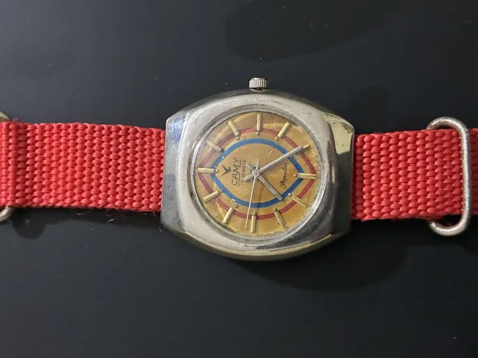 Buy used Camy Vintage Art Deco Swiss Watch 17 Jewels Red NATO Strap online on Resellpur