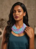 Buy used Koshka Meow Meow® Handmade Necklace For Women In Blue And Purple online on Resellpur