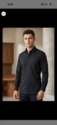 Buy used Classic Solid Black Premium Cotton Shirt - Like New - Men's Formal Shirt - Black - Size M online on Resellpur